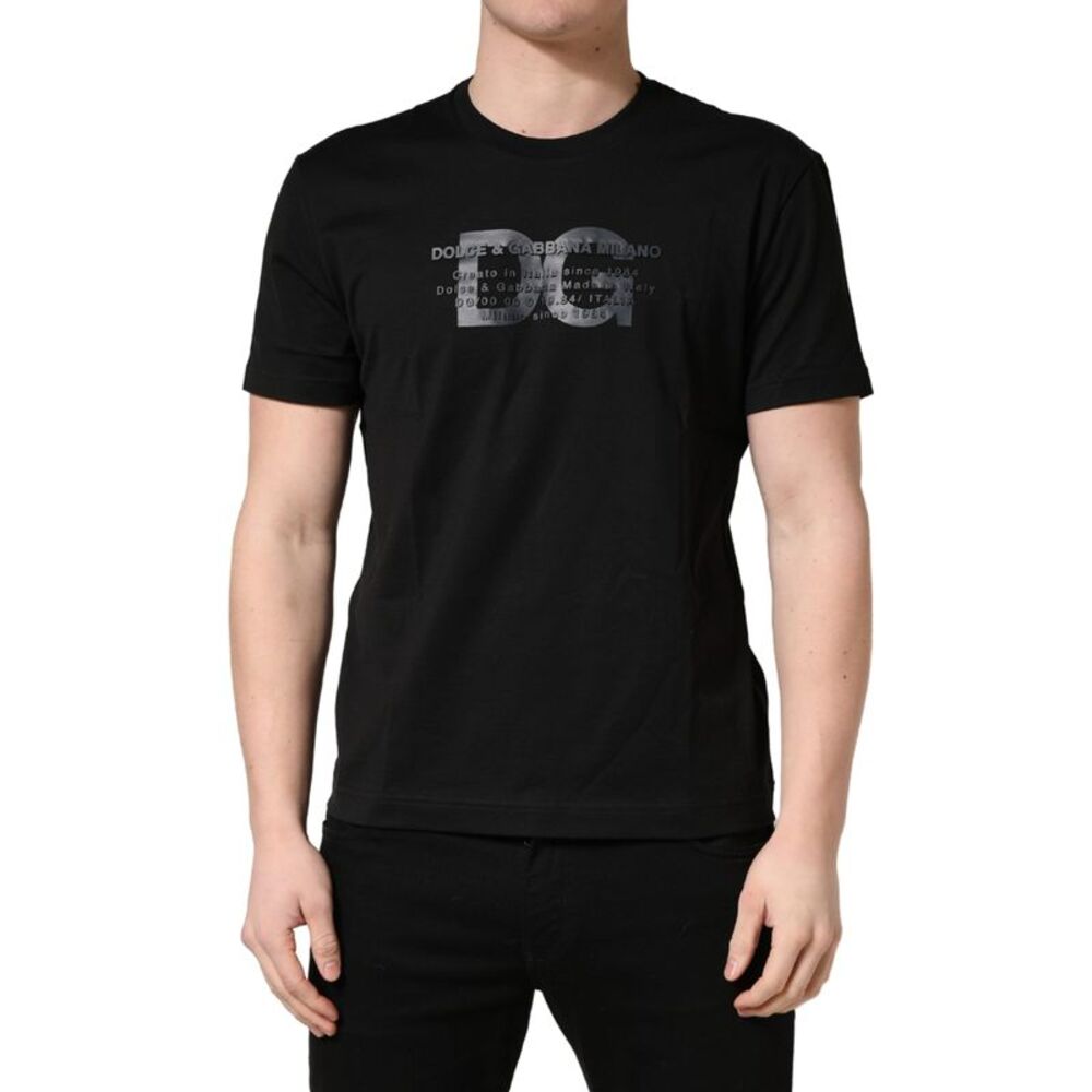 +39 MASQ Black Logo DG Print Cotton Crew Neck Men's T-shirt